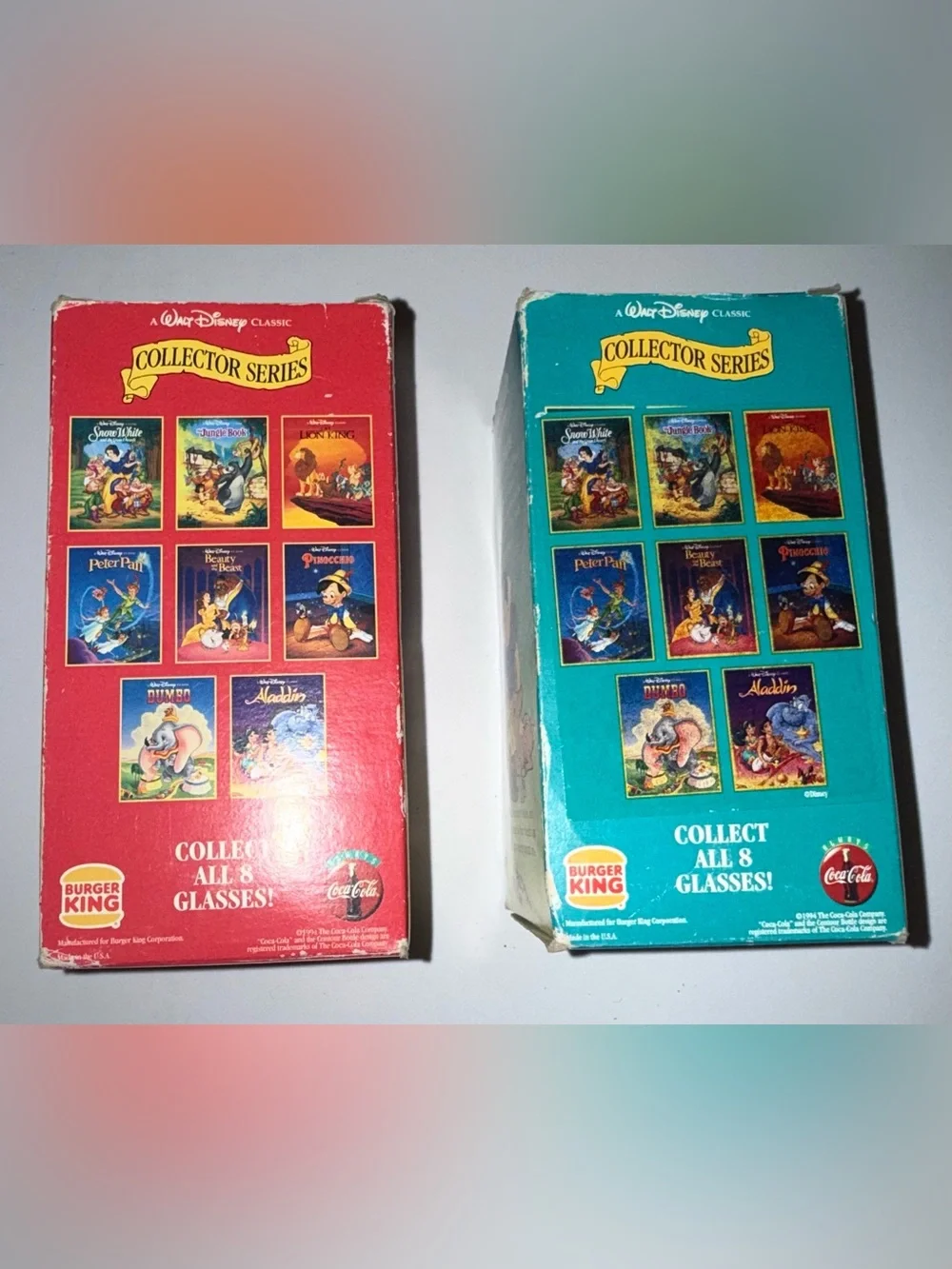 Lion King & Snow White Burger King Collector Series 1994 vintage cups